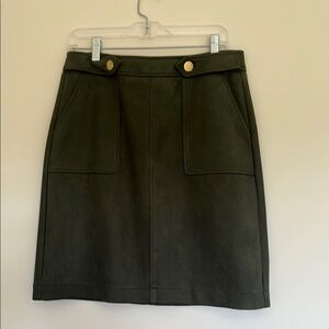 LOFT Dark Olive Green Knee-Length Skirt